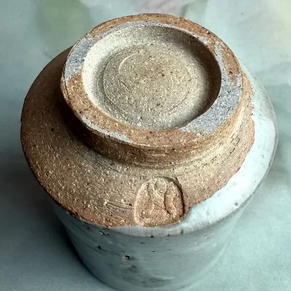 Vintage MCM Japanese Style Artisan Tea-Ware Stoneware Three Tea Cups & Bowl